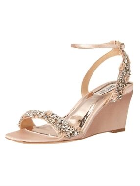 NIB Badgley Mischka Blakely Rhinestone Wedge Sandal, Size 5